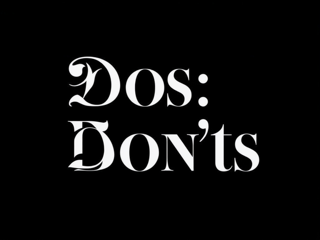 White Gothic-style text on a black background reads "Dos: Don’ts," evoking the clear boundaries often outlined in a ketamine clinic. - Ketamine